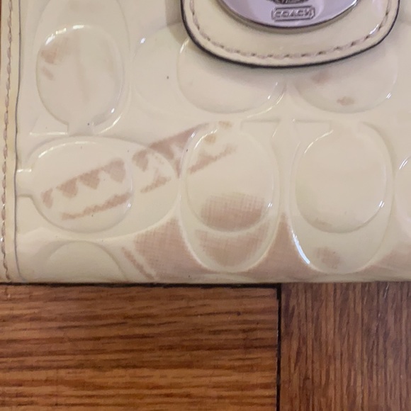 Coach yellow flap wallet w/ stains - Picture 4 of 11